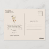 Terracotta Wilde Bloem Bedankt Briefkaart (Achterkant)