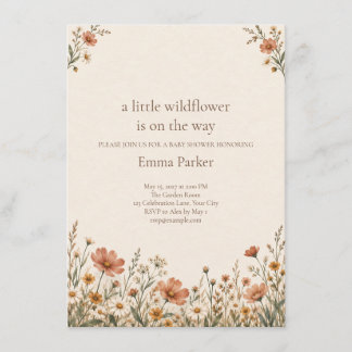 Terracotta Wilde Bloem Boho Baby Shower Informatiekaartje