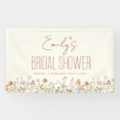 Terracotta Wilde Bloem Boho Bruidsdiner Spandoek (Horizontaal)