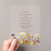 Terracotta Wilde Bloem Boho Herfst Bruiloft Acryl Uitnodigingen (Insitu (Draagbaar))