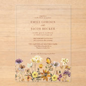 Terracotta Wilde Bloem Boho Herfst Bruiloft Acryl Uitnodigingen (Voorkant)