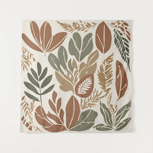 Terracotta Wilde Bloem Boho Rustieke Eclectische M Wandkleed (Voorkant)