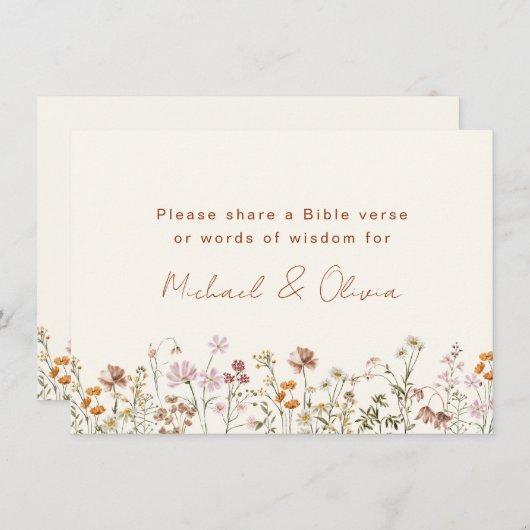 Terracotta Wilde Bloem Deel Bijbelvers Bedankkaart (Voorkant / Achterkant)
