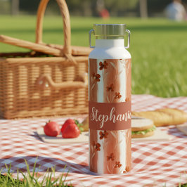 Terracotta Wilde Bloem Gepersonaliseerde Naam Boho Waterfles