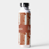 Terracotta Wilde Bloem Gepersonaliseerde Naam Boho Waterfles (Links)