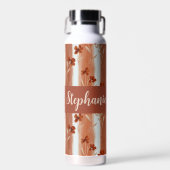 Terracotta Wilde Bloem Gepersonaliseerde Naam Boho Waterfles (Voorkant)