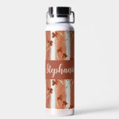 Terracotta Wilde Bloem Gepersonaliseerde Naam Boho Waterfles (Achterkant)