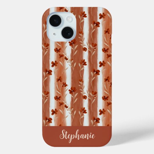 Terracotta Wilde Bloem Monogram Boho  Case-Mate iPhone Case (Achterkant)