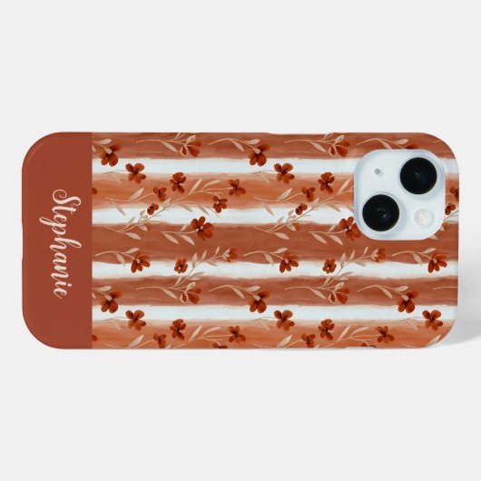 Terracotta Wilde Bloem Monogram Boho  Case-Mate iPhone Case (Achterkant (horizontaal))