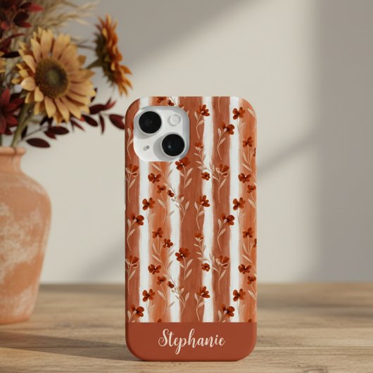 Terracotta Wilde Bloem Monogram Boho  Case-Mate iPhone Case
