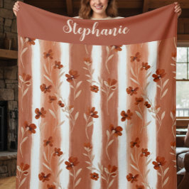 Terracotta Wilde Bloem Monogram Fleece Deken