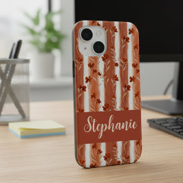 Terracotta Wilde Bloem Monogram Naam Boho iPhone 15 Case