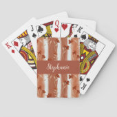 Terracotta Wilde Bloem Monogram Naam Boho  Pokerkaarten (Achterkant)