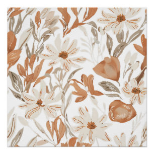 Terracotta Wilde Bloem Rustieke Boho Muurkunst Perfect Poster