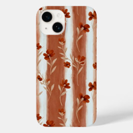 Terracotta Wilde Bloem Streep Case-Mate iPhone 14 Hoesje