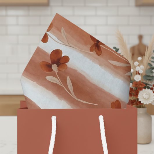 Terracotta Wilde Bloem Streep Tissuepapier