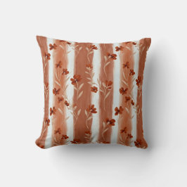 Terracotta-wilde-bloem-verticale-streep-boho-patro Kussen