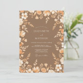 Terracotta Wilde Bloemen Bruiloft Kaart (Staand voorkant)