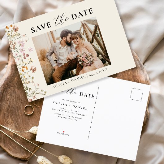 Terracotta Wilde Bloemen Kleurrijke Trouwdag Aankondigingskaart