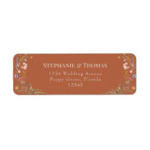 Terracotta Wilde Bloemen Retouradreslabel