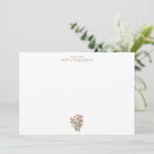 Terracotta-wilde-bloemenkrans-sage-bruiloftsdiner Bedankkaart