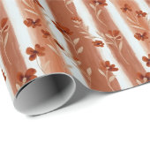 Terracotta wilde bloemenstreep cadeaupapier (Rol Hoek)