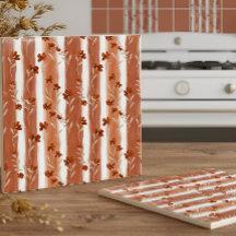 Terracotta-wildebloem verticaal streep Boho-patroo