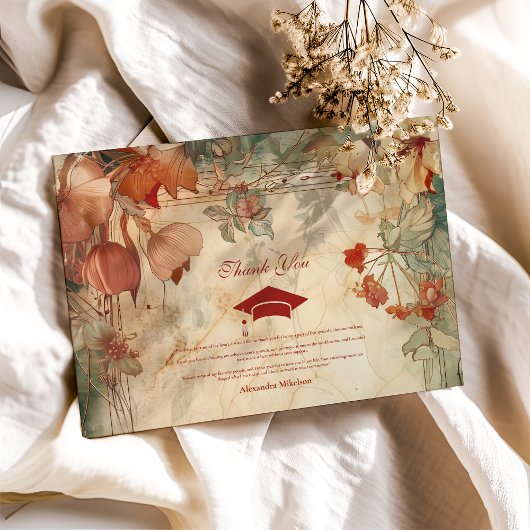 Terracotta Wildflower Afstudeerfeest Bedankkaart