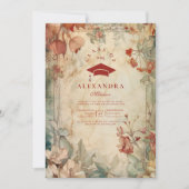 Terracotta Wildflower Afstudeerfeest Kaart (Voorkant)