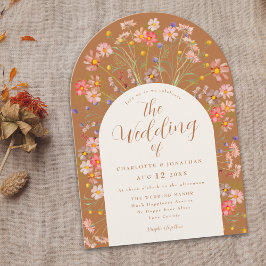 Terracotta Wildflower Arch Fall Wedding Kaart