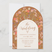 Terracotta Wildflower Arch Fall Wedding Kaart (Voorkant)