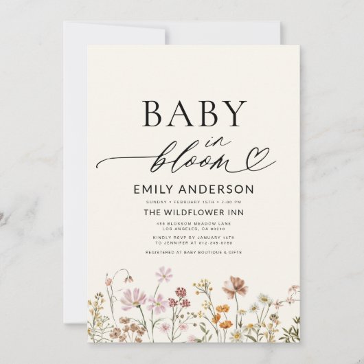 Terracotta Wildflower Baby in Bloom Baby shower Kaart (Voorkant)