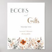 Terracotta Wildflower Baby shower Boeken en gesche Poster (Voorkant)