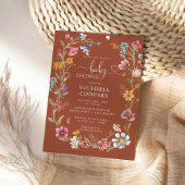 Terracotta Wildflower Baby shower Invitation Kaart
