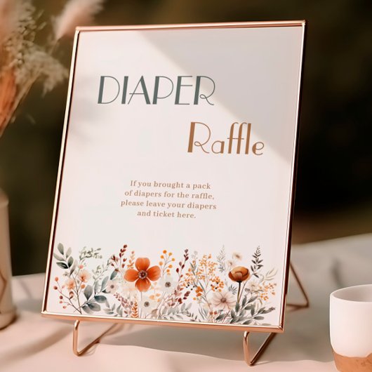 Terracotta Wildflower Baby Shower Luierspel Poster