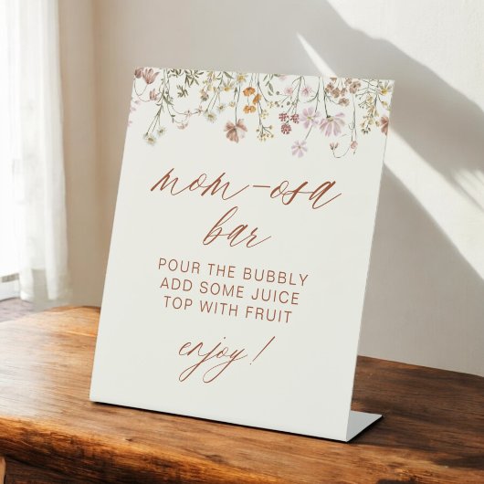 Terracotta Wildflower Baby shower Mom-Osa Bar Reclamebord Met Voetstuk