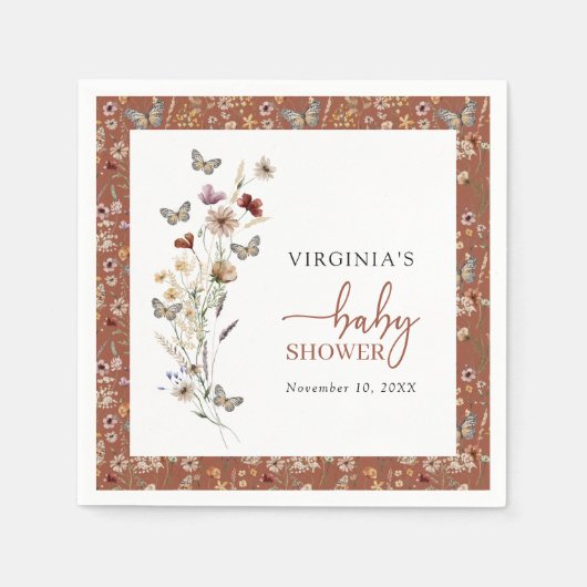 Terracotta Wildflower Baby shower Servet (Voorkant)