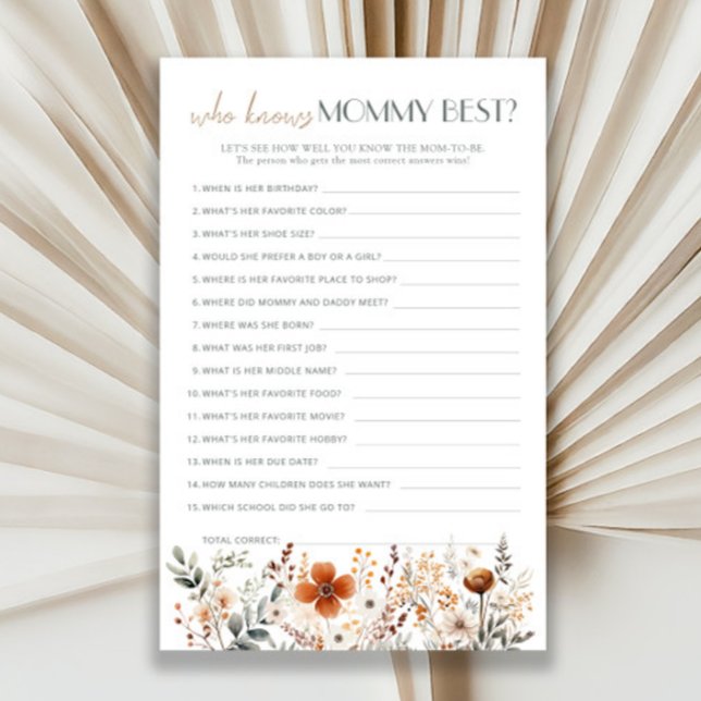 Terracotta Wildflower Baby shower Wie kent mama (Creator heeft geüpload)