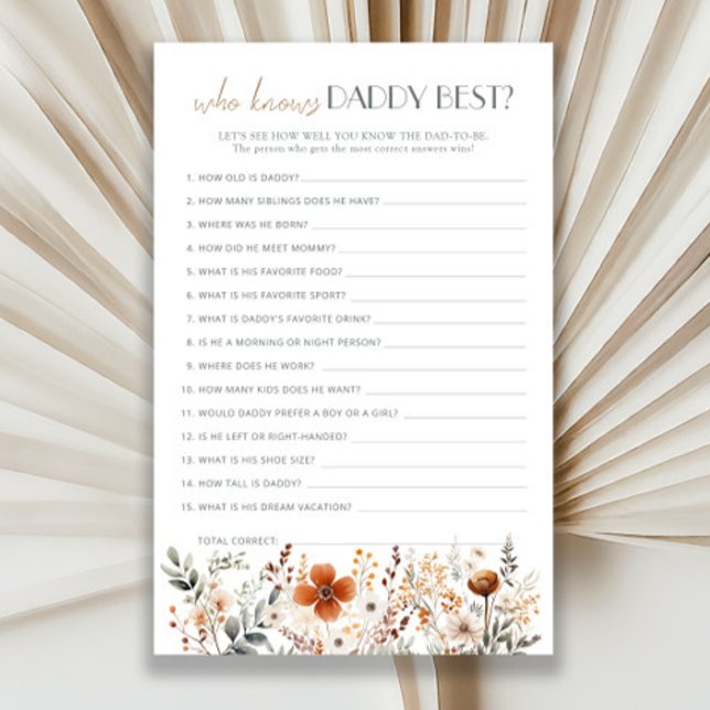 Terracotta Wildflower Baby shower Wie kent papa (Creator heeft geüpload)