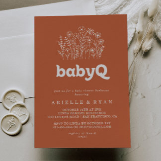 Terracotta Wildflower BabyQ Baby Shower Barbecue Kaart