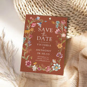 Terracotta Wildflower Bewaar de datumkaarten Save The Date