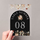 Terracotta Wildflower Black Acrylic Table Number Acryl Uitnodigingen (Insitu (Draagbaar))