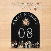 Terracotta Wildflower Black Acrylic Table Number Acryl Uitnodigingen (Voorkant)