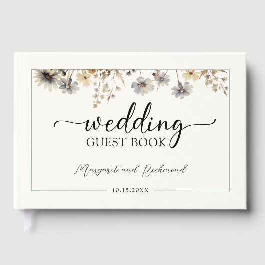 Terracotta Wildflower Bloemen bruiloft gastenboek (Voorkant)