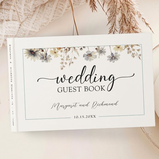 Terracotta Wildflower Bloemen bruiloft gastenboek