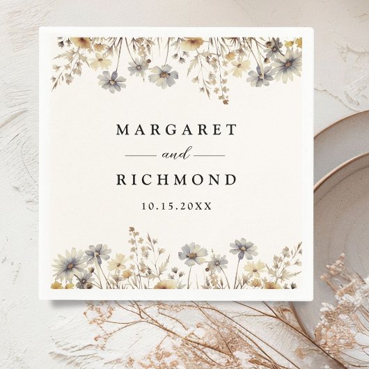 Terracotta Wildflower Bloemen Trouwpapier Servet