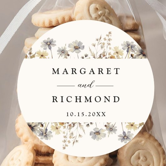 Terracotta Wildflower Bloemenbruiloft Ronde Sticker