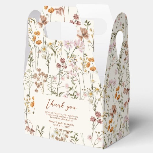 Terracotta Wildflower Boho Baby in Bloom Garden Bedankdoosjes (Geopend)