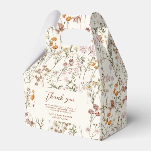 Terracotta Wildflower Boho Baby in Bloom Garden Bedankdoosjes (Voorkant Zijde)