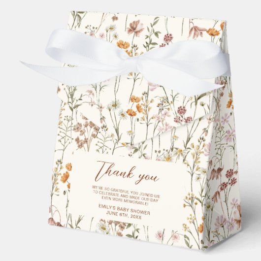 Terracotta Wildflower Boho Baby in Bloom Garden Bedankdoosjes (Voorkant)